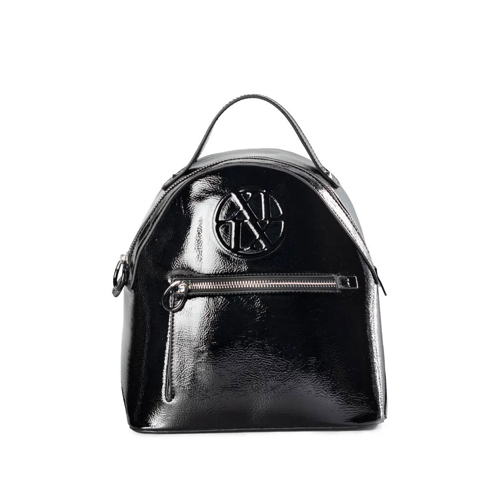 Mini mochila de cuero en negro-Cartera de mujer- Batistella.com.ar