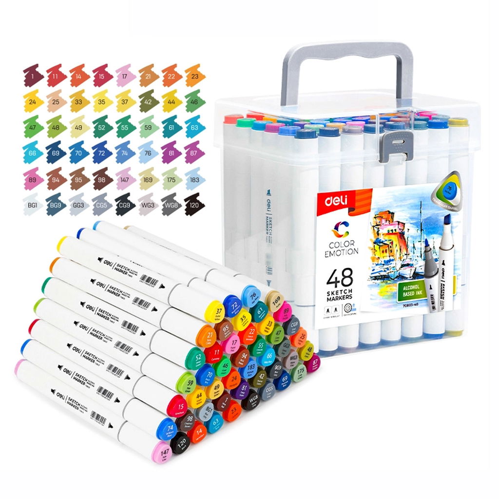 Marcadores Sketch Profesionales Deli X12 Colores Doble Punta