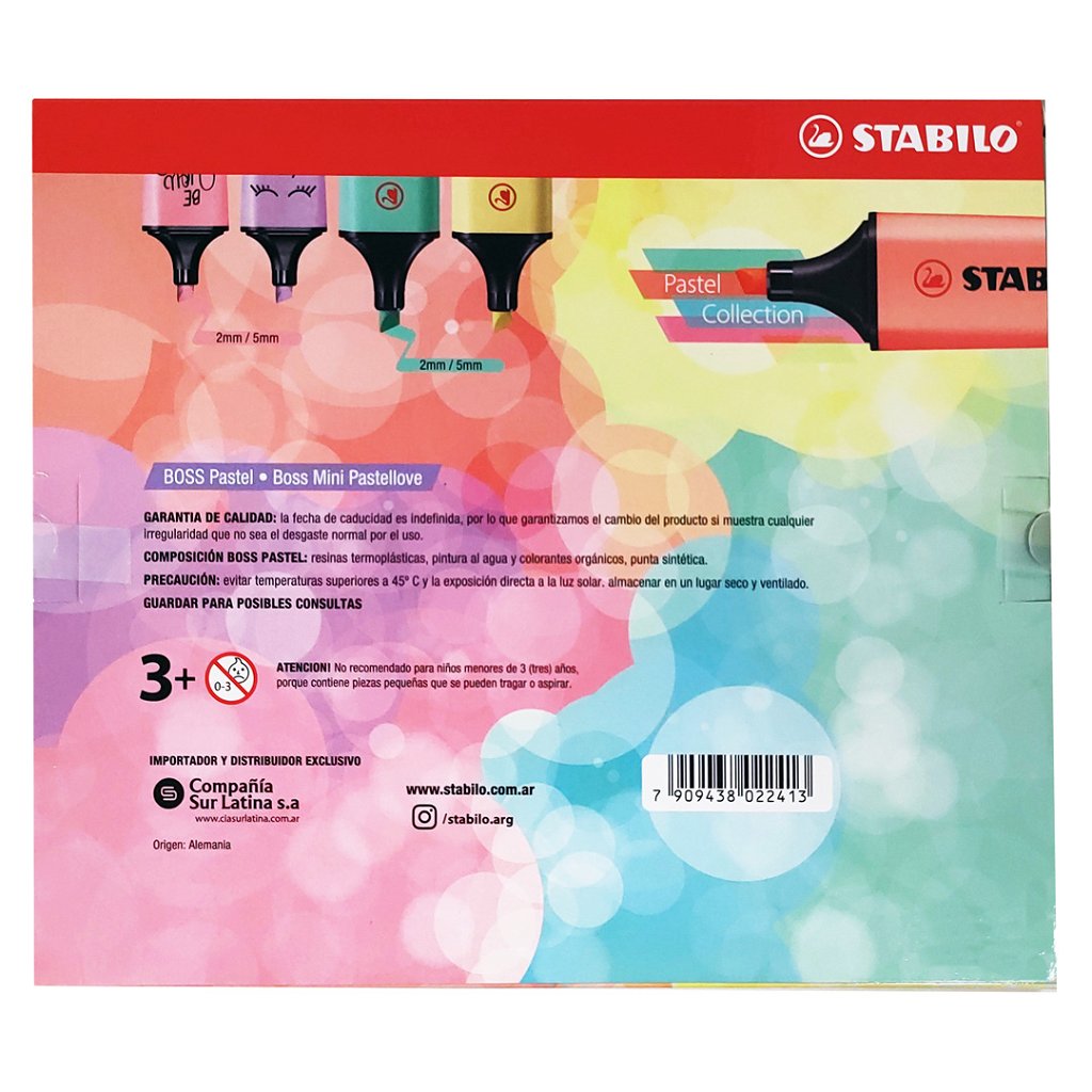 Resaltador Stabilo Boss Pastel Colleccion Pack X 12 Colores - Triskel  Librería